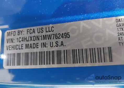 2021 Jeep Wrangler Unlimited Sport 4X4 из США, поврежденный, VIN 1C4HJXDN1MW762495